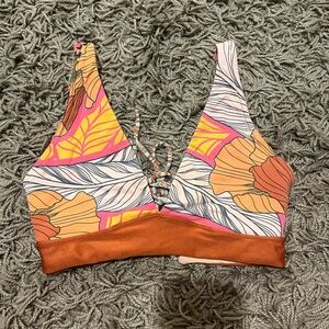 Maaji Pink and Blue Tie Front Crop Bikini